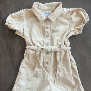 Old Navy Beige Button-Up Romper